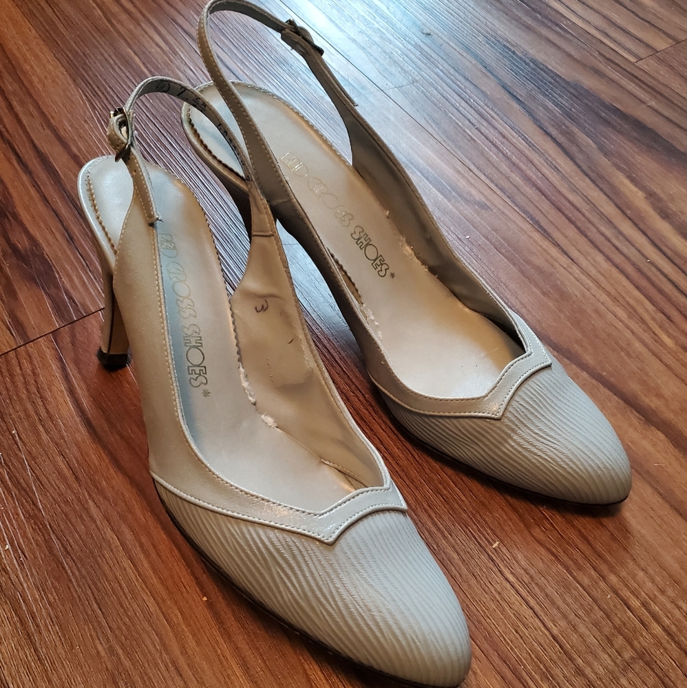 Vintage Light Gray Sling Back Heels